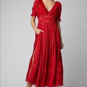 Plumetis Lace-Detailed Chiffon Midi Dress - worn twice